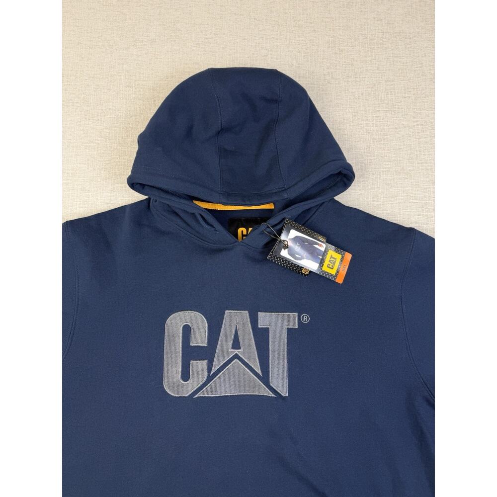 CAT Caterpillar Hoodie Men’s XXL Navy Blue Embroidered Logo Pullover NWT - Picture 2 of 10